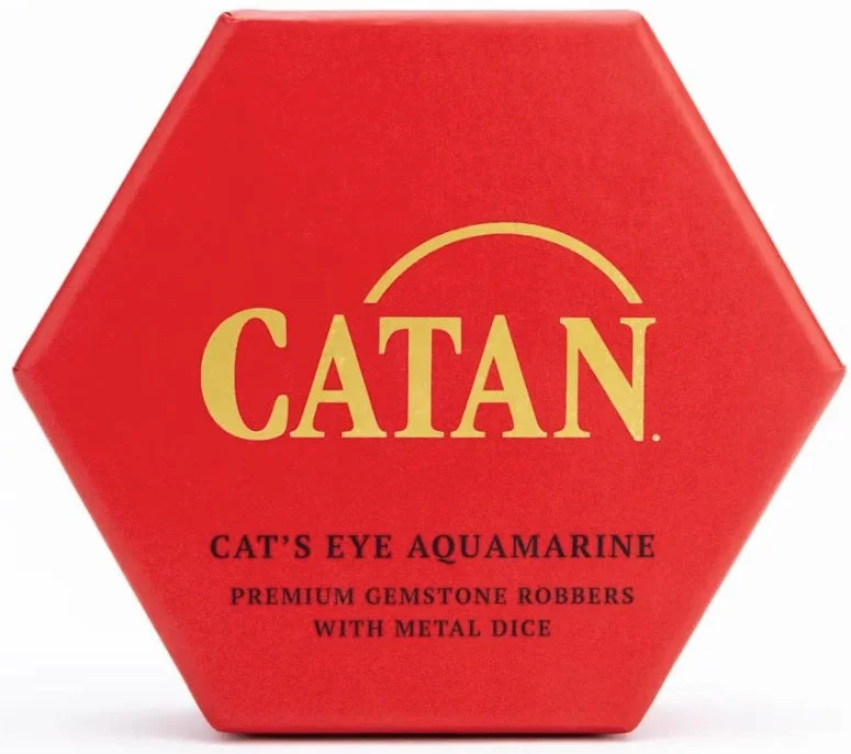 Catan - Premium Gemstone Robbers & Metal Dice Set: Cat's Eye Aquamarine