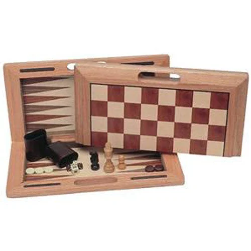 DELUXE CHESS, CHECKER, BACKGAMMON CAMPHOR WOOD