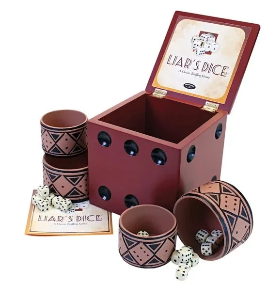 Liar's Dice - Dice Cups (Set of 4 Cups, 20 Dice) Plastic - Wood Expression