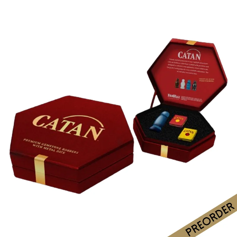 MDG CATAN Premium Robber and Metal Dice Set Cat's Eye Aquamarine