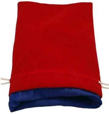 MDG Large Velvet Dice Bag with Blue Satin Lining Red