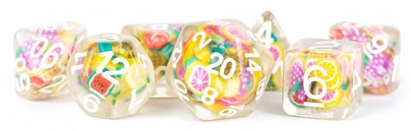 MDG Resin 16mm Polyhedral Dice Set Fruit Dice