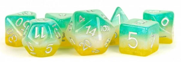 MDG Resin 16mm Polyhedral Dice Set Layered Stardust Tropics