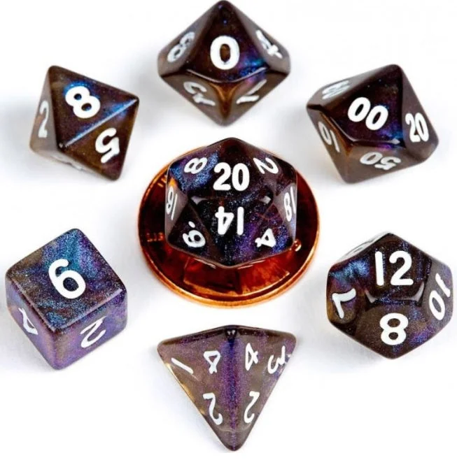 MDG Acrylic 10mm Polyhedral Dice Set - Stardust Galaxy  - Mini Dice