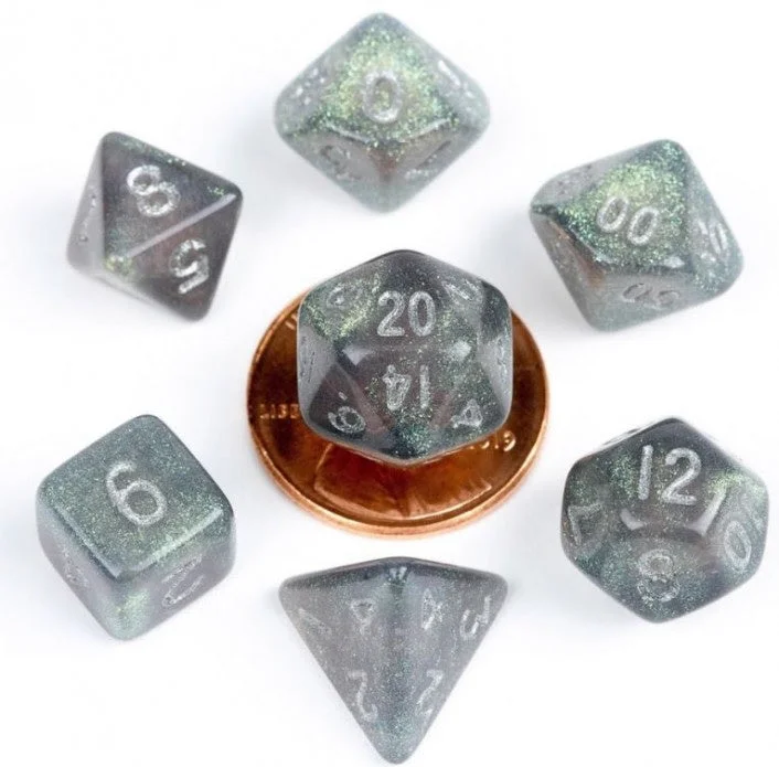 MDG Acrylic 10mm Polyhedral Dice Set - Stardust Gray  - Mini Dice