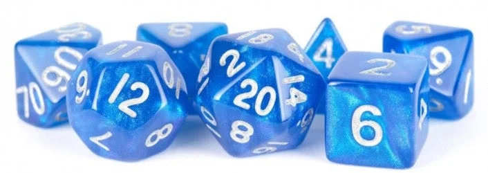 MDG Acrylic 16mm Polyhedral Dice Set - Stardust Blue