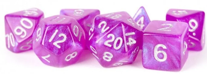 MDG Acrylic 16mm Polyhedral Dice Set - Stardust Purple