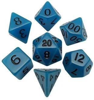 MDG Acrylic Dice Set Glow in the Dark  Blue Glow