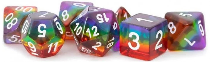 MDG Polyhedral Resin Dice Set Translucent Rainbow