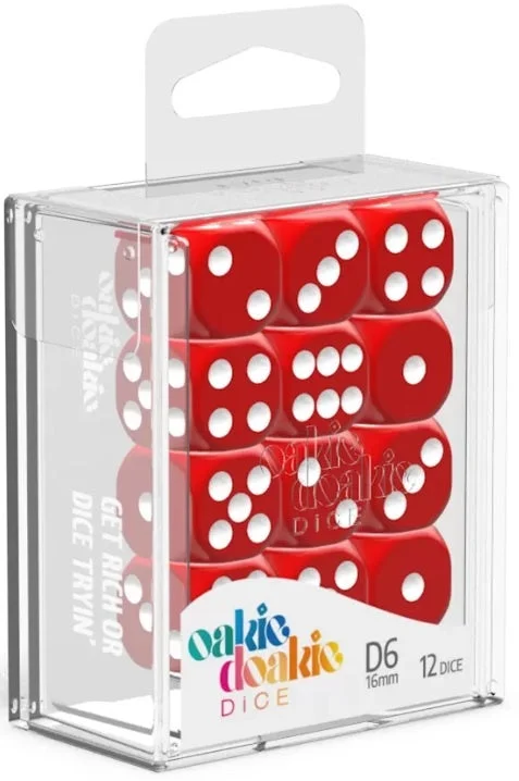 Oakie Doakie Dice D6 16 mm Solid Red (12)