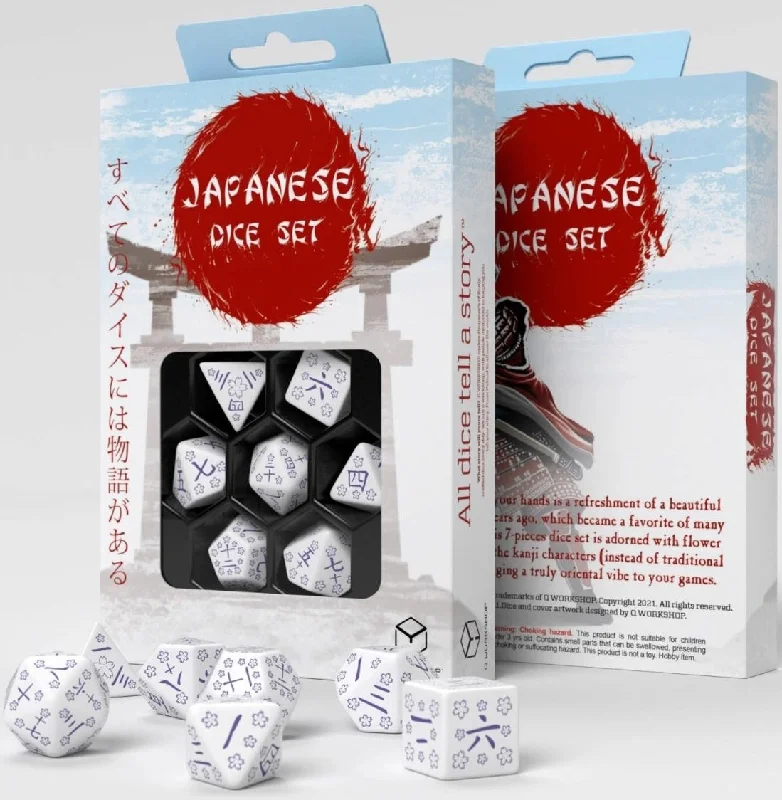 Q Workshop Blue Star Lotus Japanese 7 Dice Set