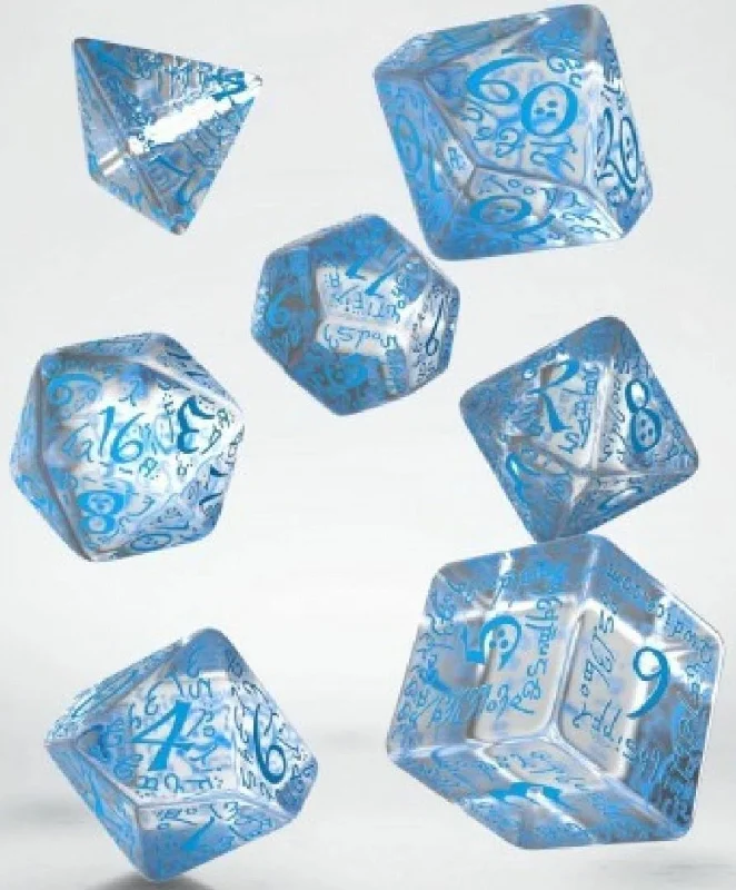 Q Workshop Elvish Translucent & Blue Dice Set 7