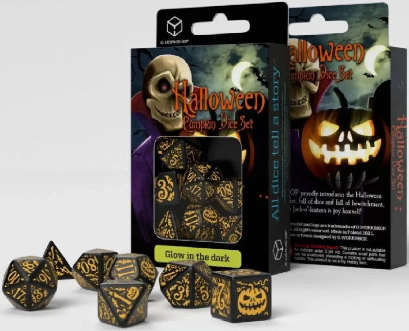 Q Workshop Halloween Pumpkin 7 Dice Set