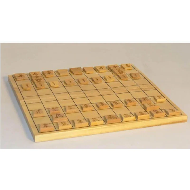 Folding Shogi Set with Engraved Wood Pieces