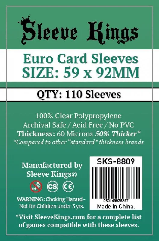 Sleeve Kings Board Game Sleeves Euro (59mm x 92mm) (110 Sleeves)