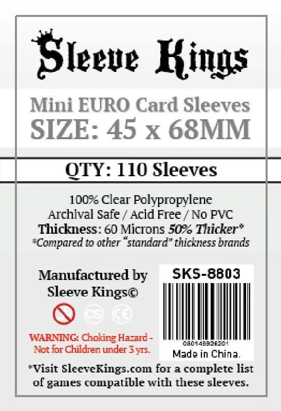 Sleeve Kings Board Game Sleeves Mini Euro (45mm x 68mm) (110 Sleeves)