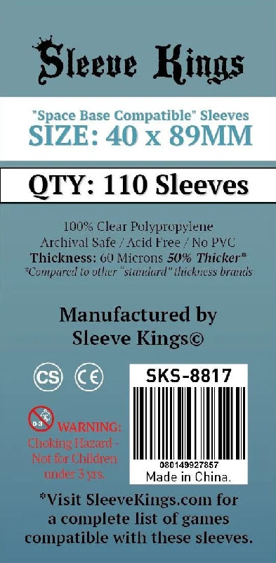 Sleeve Kings Board Game Sleeves "Space Base Compatible" (40mm x 89mm) (110 Sleeves)