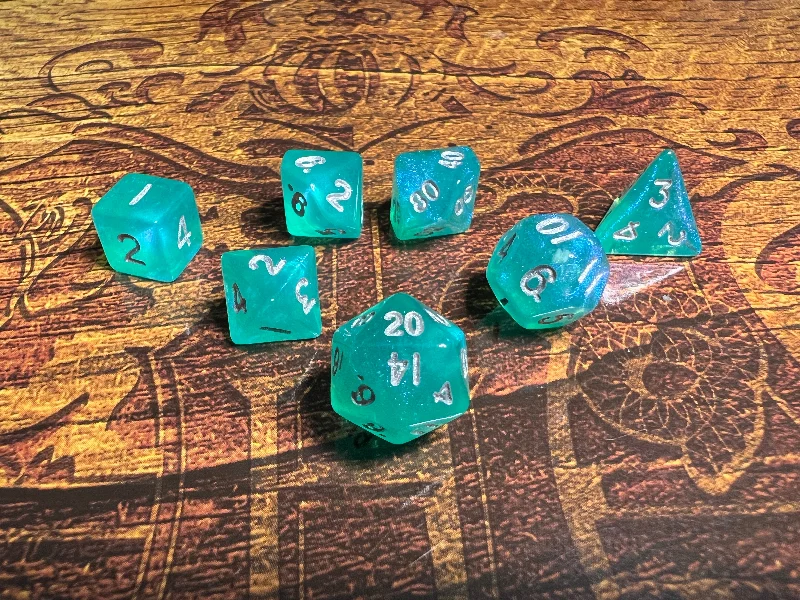 Stardust: Teal 10mm Mini Polyhedral Dice Set