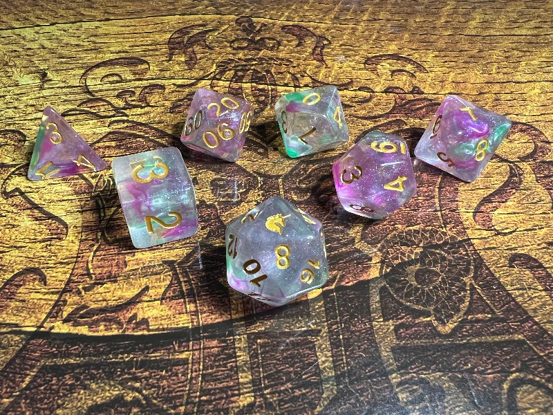 Unicorn: Celestial Blossom 16mm Resin Poly Dice Set