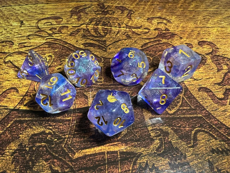 Unicorn: Midnight Fantasy 16mm Resin Poly Dice Set