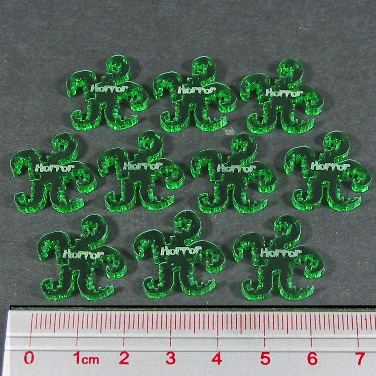 LITKO Cthulhu Horror Tokens Compatible with Arkham Horror games, Translucent Green (10)