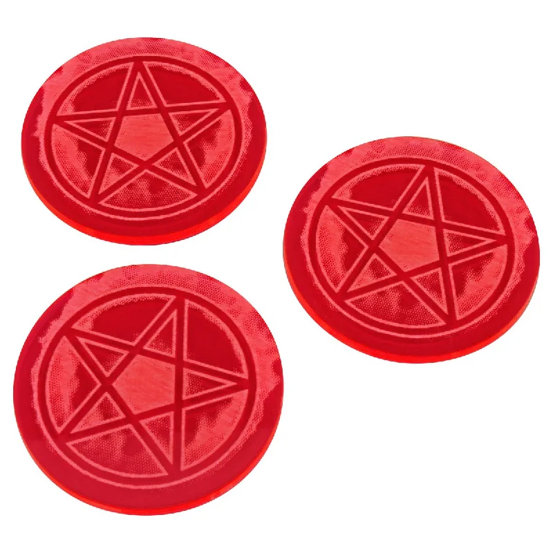 LITKO Cthulhu Pentagram Sealed Gate Tokens Compatible with the Cthulhu Horror Games, Fluorescent Pink (3)