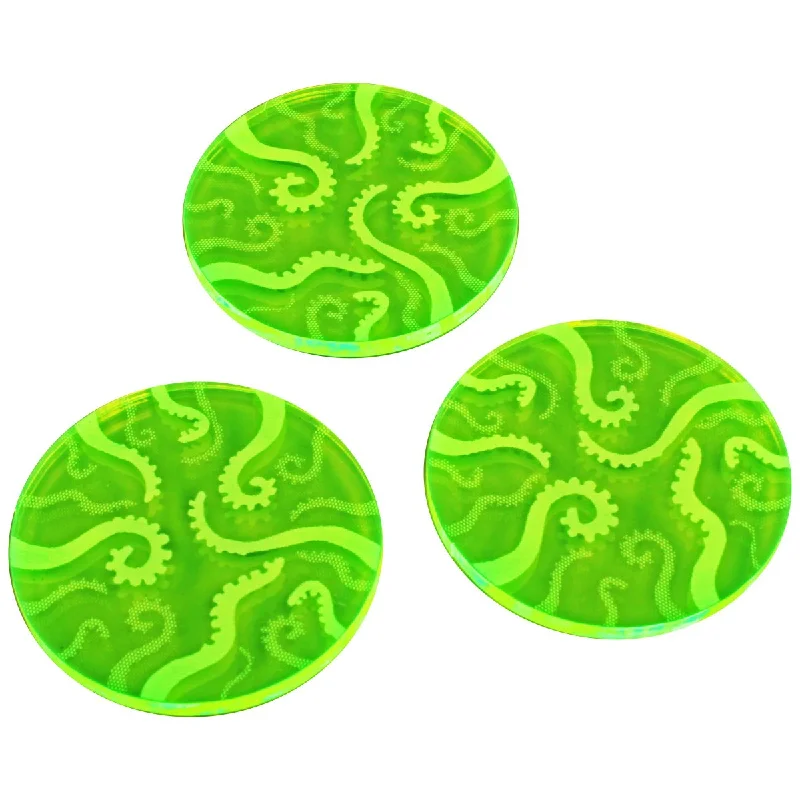 LITKO Cthulhu Tentacles Sealed Gate Tokens Compatible with the Cthulhu Horror Games, Fluorescent Green (3)