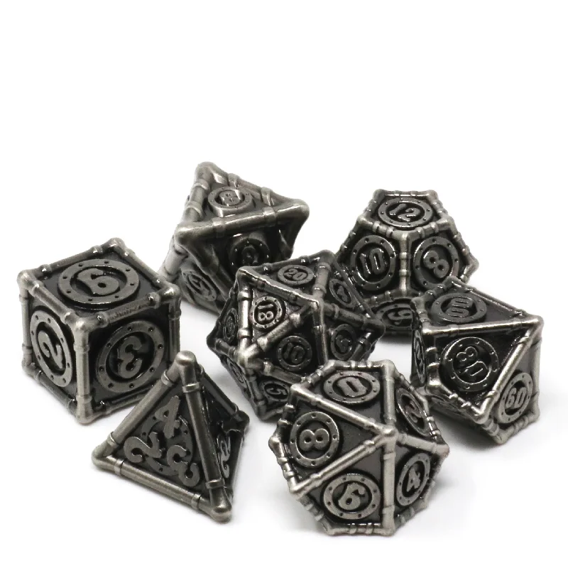 Die Hard Dice Metal RPG Polyhedral Dice Set - Conduit Silver [7pc]