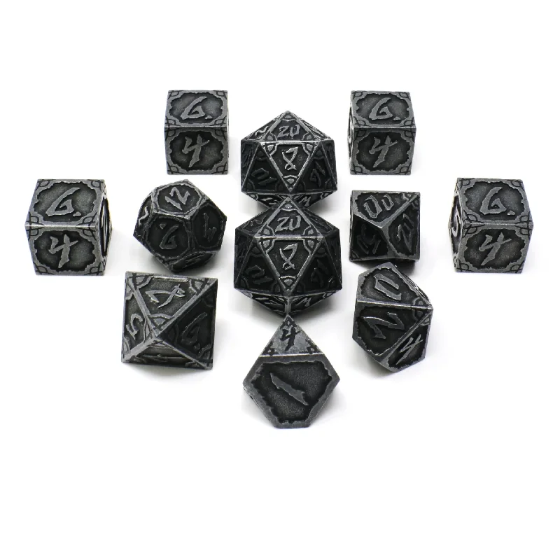 Die Hard Dice Metal RPG Polyhedral Dice Set - Dark Iron Hexbreaker [11pc]