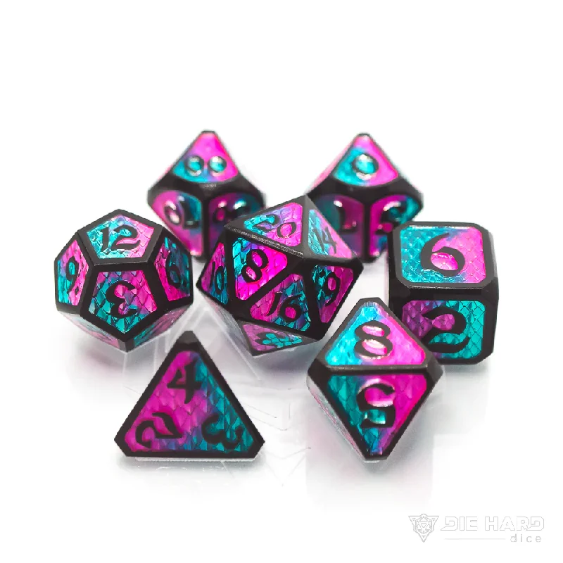 Die Hard Dice Metal RPG Polyhedral Dice Set - Drakona Embers Cazn [7ct]