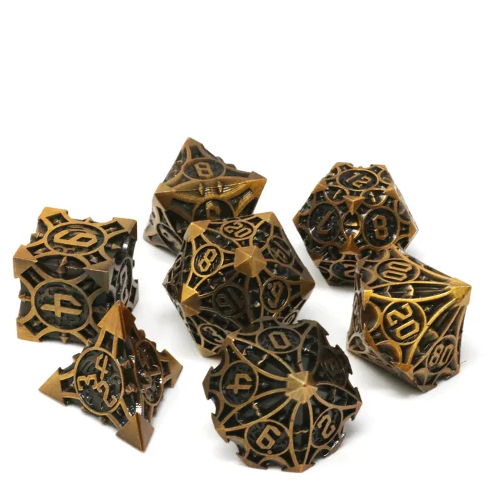 Die Hard Dice Metal RPG Polyhedral Dice Set - Vaultrunner Bronze [7pc]