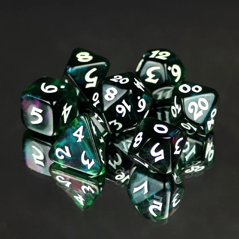 Die Hard Dice RPG Polyhedral Dice Set - Elessia Moonstone Farallon with White [7ct]