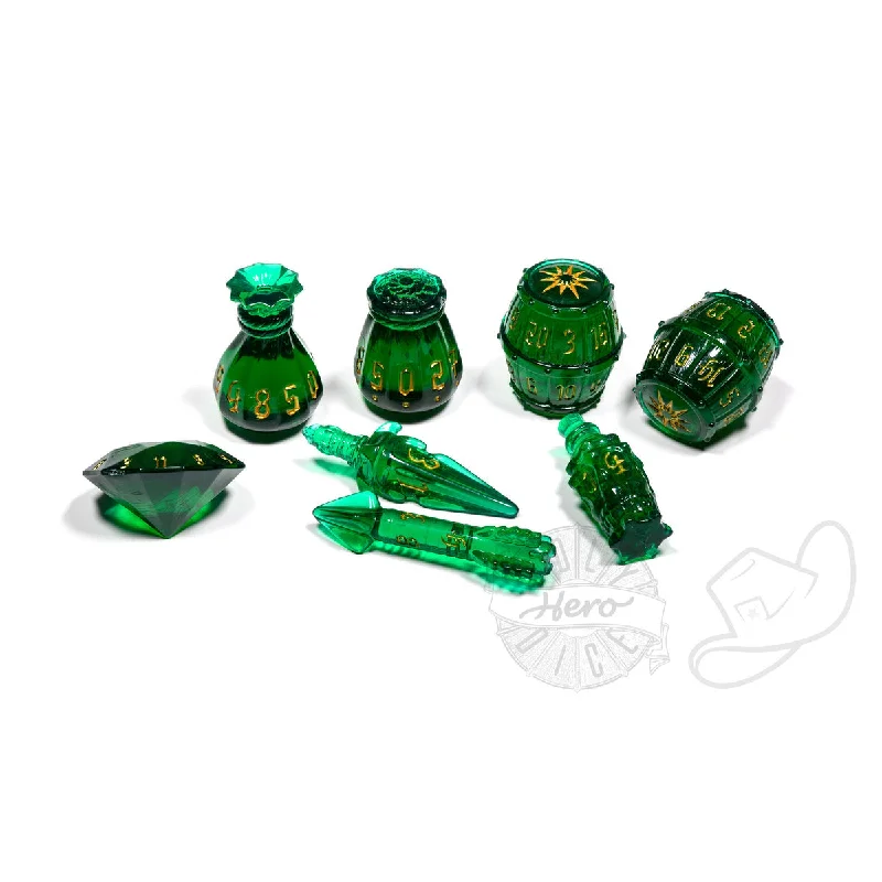 PolyHero Rogue 8 Dice Set - Emerald Emissary