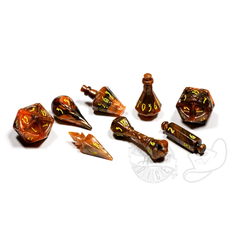 PolyHero Wizard 8 Dice Set - Smoldering Ember